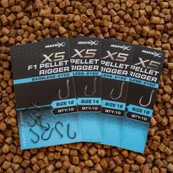 Matrix X5 F1 Pellet Rigger Barbless Eyed Hooks